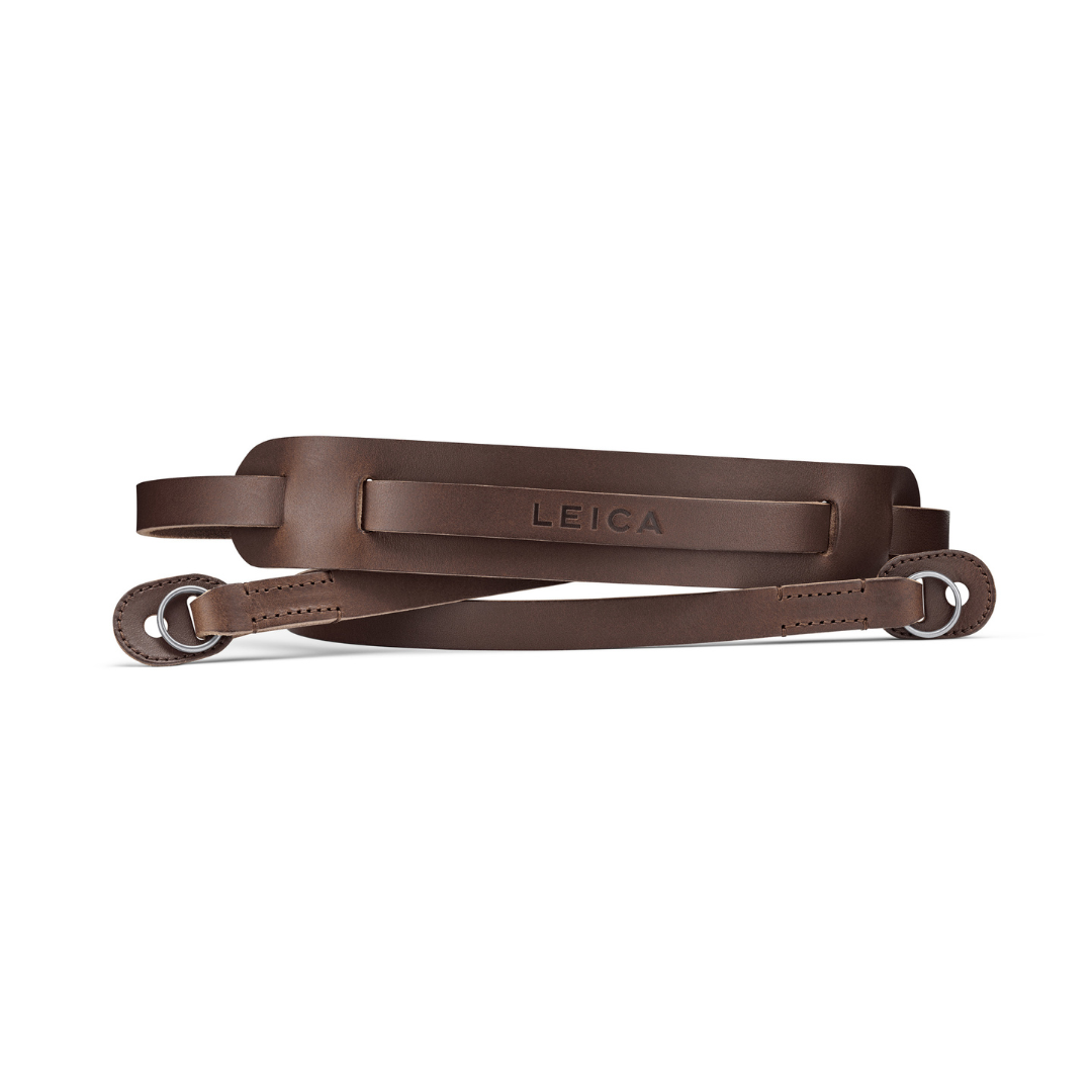 Carrying Strap with Shoulderpad, Leather, Dark Brown