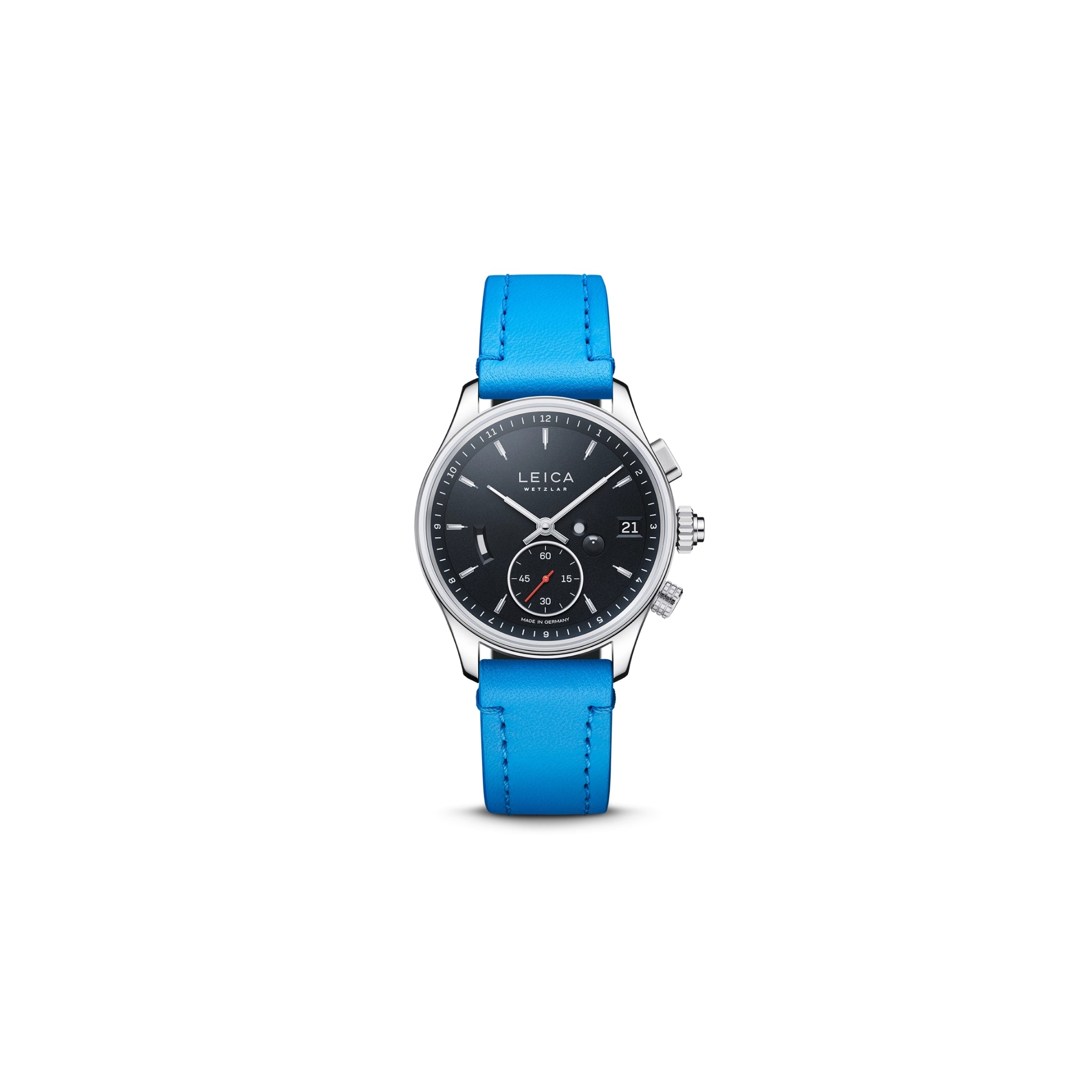 Leica Calf-Leather Strap, Adria blue