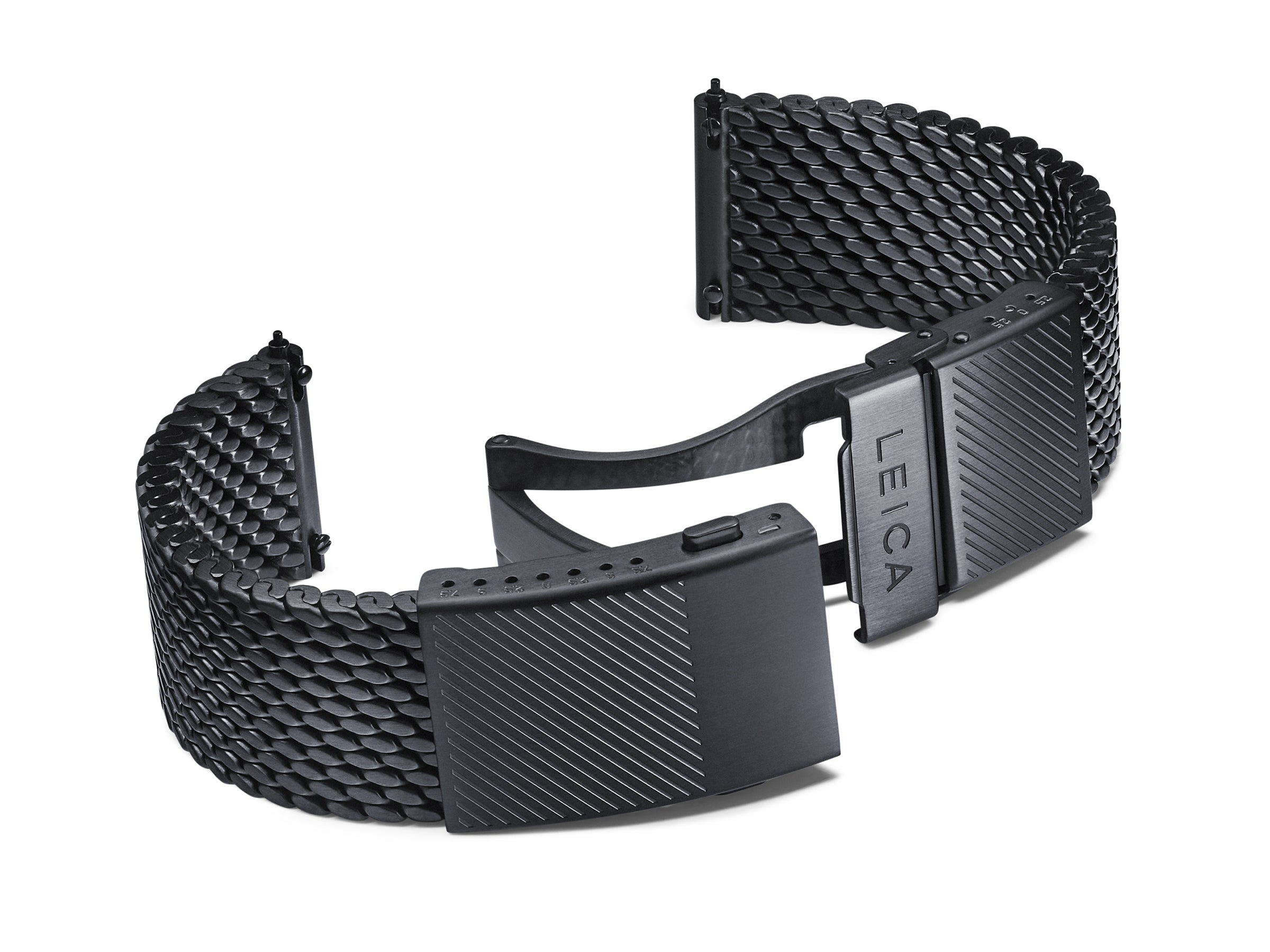 Stainless Steel Milanaise bracelet, black, deployant buckle