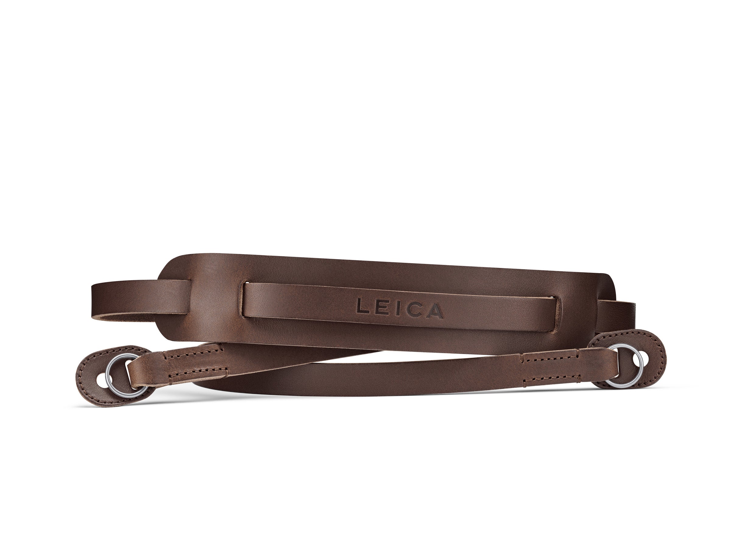 Carrying Strap with Shoulderpad, Leather, Dark Brown