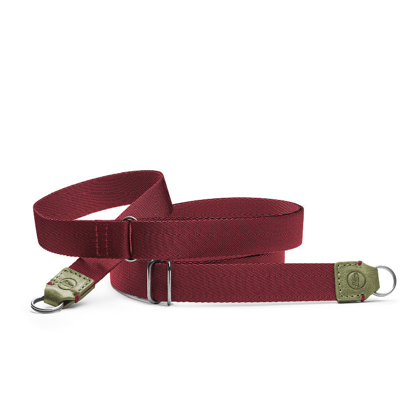 Carrying strap, fabric, leather, olive/burgundy