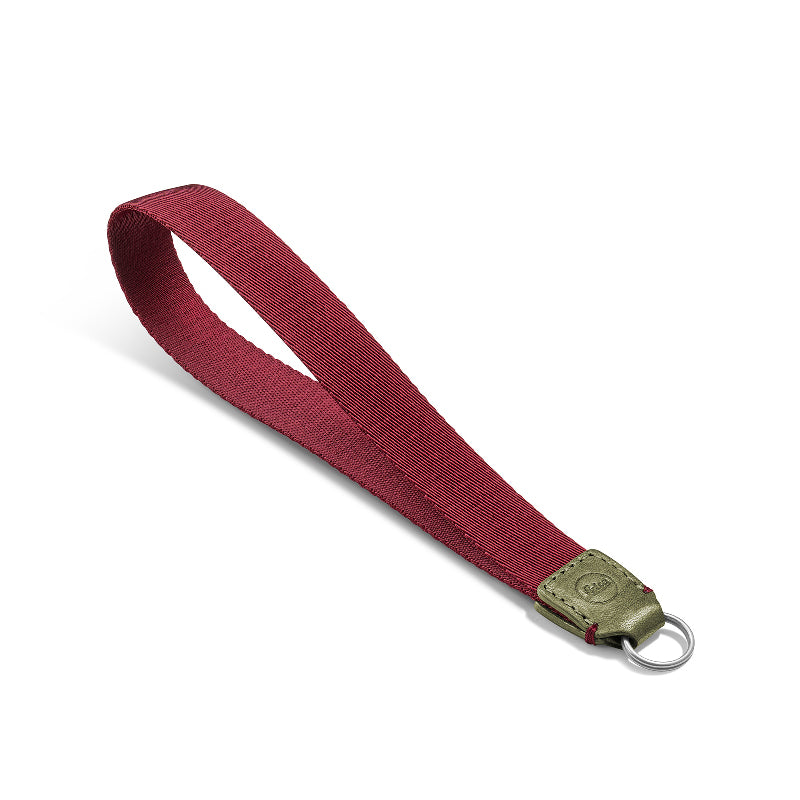 Wrist strap, fabric, leather, olive/burgundy